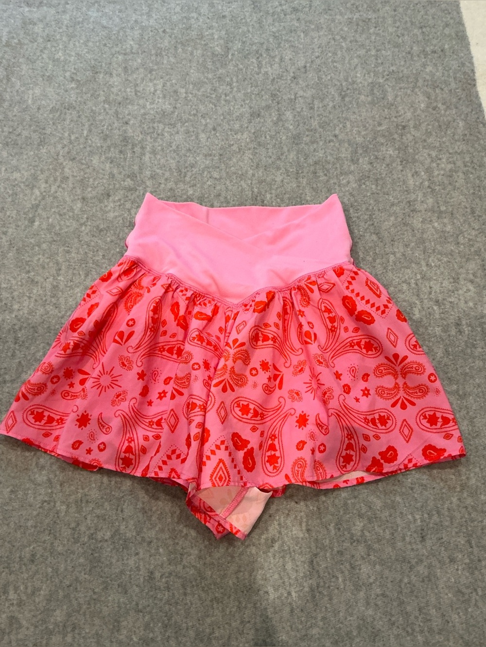 aerie Pink Skort with Red Paisley Print